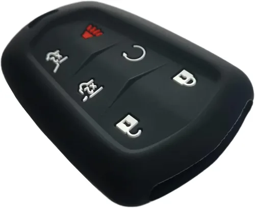 Miniatura 4 de REPROTECTING Funda de llavero de goma de silicona Compatible con (6 botones) 2015-2020 Cadillac Escalade Escalade ESV HYQ2AB / HYQ2EB (Negro Negro)