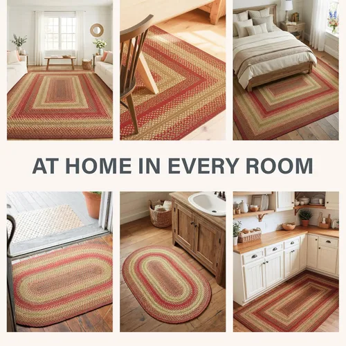 Miniatura 4 de Homespice Cider Barn - Alfombras de yute trenzadas para la cocina 2x3 pies - Alfombras ovaladas trenzadas en negro y dorado para decoración rústica