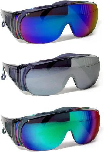 Calabria 1003 Gafas de seguridad grandes que se ajustan sobre anteojos graduados Fitover para hombres y mujeres, envolventes, tintadas,