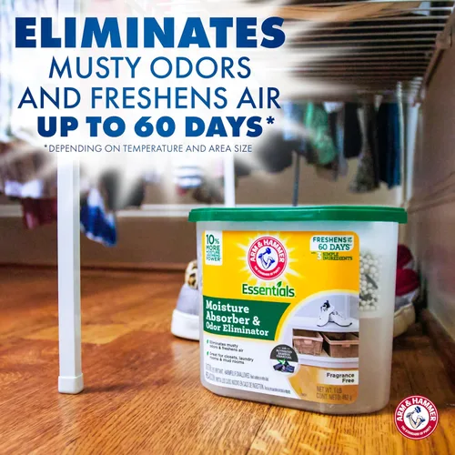 Miniatura 2 de Arm & Hammer Essentials Absorvedor de humedad desechable y eliminador de olores, sin fragancia, 1 lb., atrae y atrapa la humedad excesiva