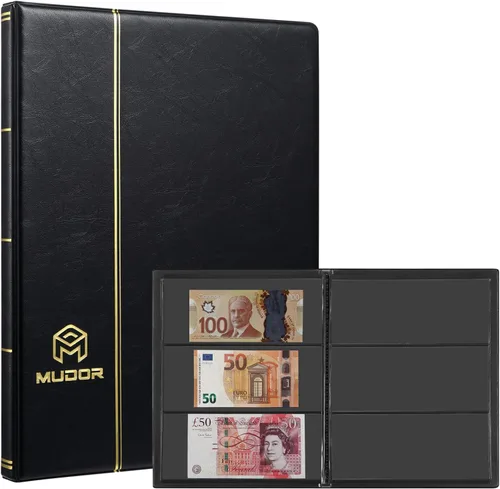 Soportes para billetes de dólar para coleccionistas, álbum de divisas con 10 hojas de fundas para billetes de dólar, 60 bolsillos para Página negra