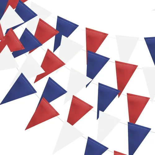 Miniatura 7 de MerryNine Banderines de bandera triangular, paquete de 3 banderines de estilo vintage de 30 pies para bodas, baby shower, eventos y fiestas, 45