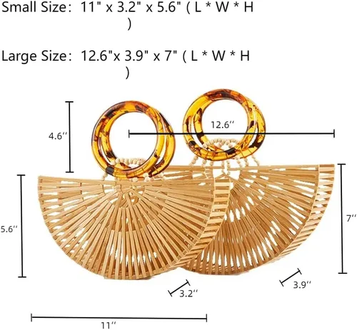 Miniatura 2 de VAKAER Bolso de bambú para mujer, bolso de mano hecho a mano con bolsa
