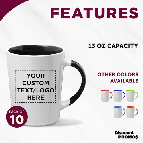 Miniatura 2 de Albany - Juego de 10 tazas de café con leche de cerámica personalizadas, 13 onzas, paquete personalizado a granel, perfectas para café, té, expreso