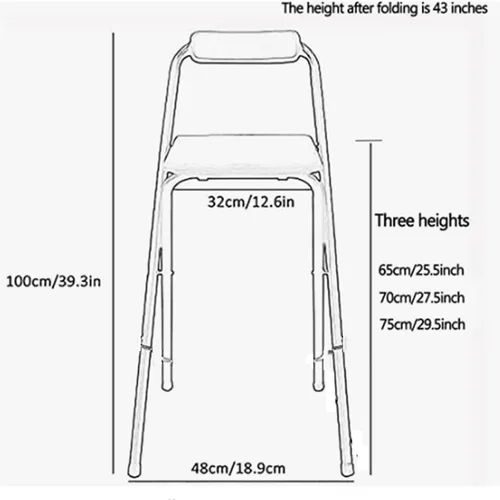 Miniatura 3 de Taburete de bar plegable con respaldo, estilo moderno/minimalista, negro/blanco, asiento de piel sintética, 3 opciones de altura: 25.5/27.5/29.5