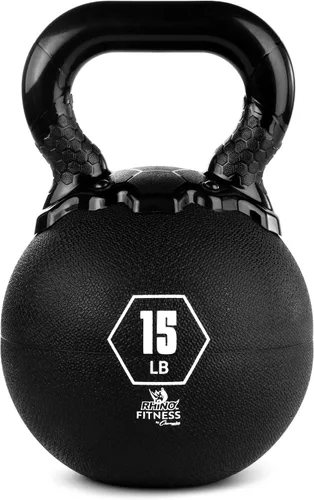 Miniatura 12 de Champion Sports Rhino - Pesas rusas de goma, color negro, equipo de entrenamiento de fuerza de primera calidad, varios pesos
