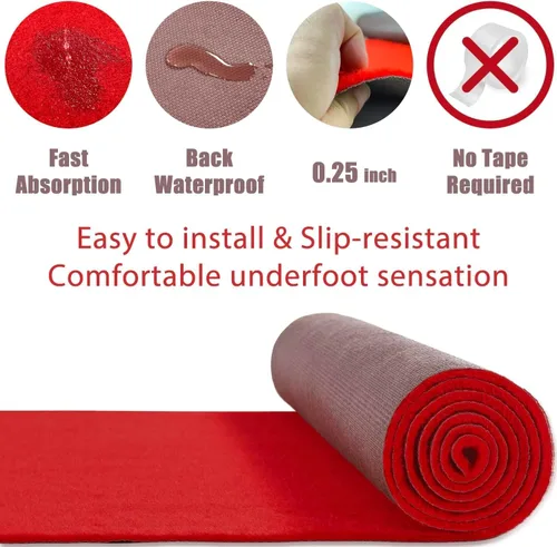 Miniatura 5 de EZLucky Alfombra roja de lujo para fiestas, 2.6 x 30 pies, extra gruesa de alta calidad para bodas y eventos, respaldo antideslizante, decoración