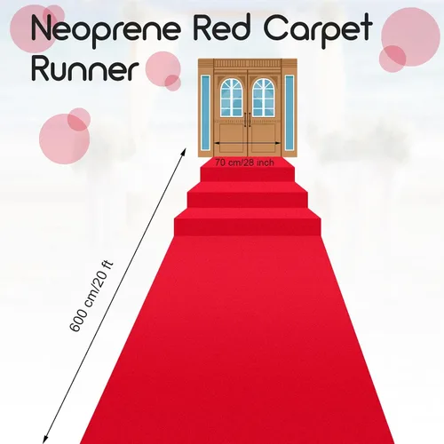 Miniatura 3 de Boao 20 x 2.3 pies Neopreno Alfombra de Corredor Reutilizable Piso de Plástico Alfombra Antideslizante con Espalda de Goma para Pasillo Alfombra Rojo