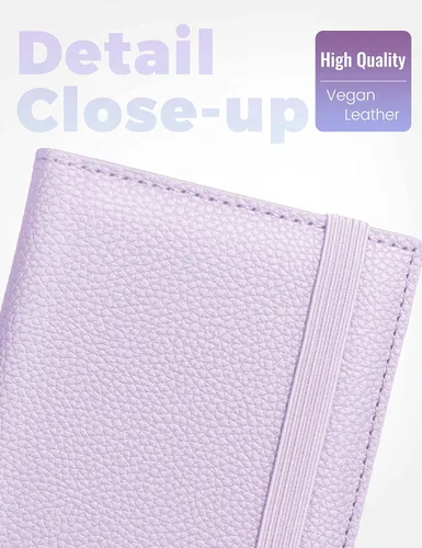 Miniatura 46 de Yarnic Funda para chequera personal, soporte para chequera con soporte para bolígrafo y divisor de plástico transparente integrado para cheques Rosa