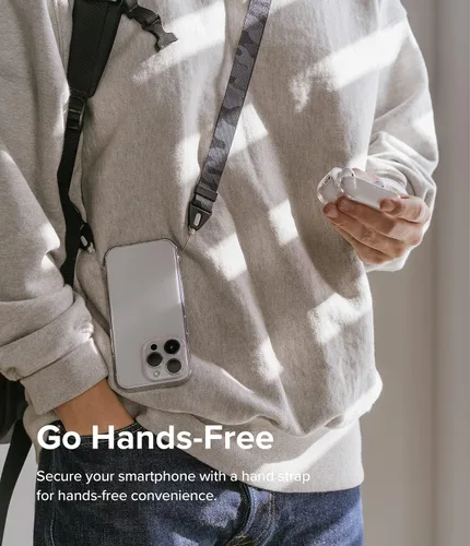 Miniatura 2 de Ringke Cordón de teléfono para iPhone 17 Pro Max y la mayoría de los teléfonos inteligentes [hebilla de un toque], correa de hombro ajustable, negro