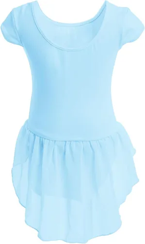 Miniatura 2 de OBEEII Vestido de ballet de manga corta para niña y niña con falda alta y falda de leotardo bailarina de gimnasia
