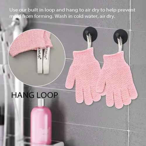 Miniatura 8 de Evridwear Guantes exfoliantes para baño pesados y moderados, color rosa, 2 pares