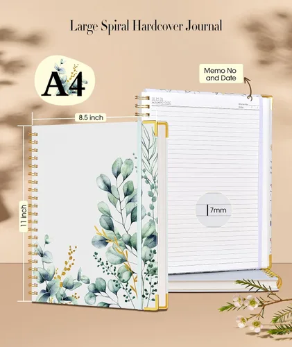 Miniatura 3 de Cuaderno estético en espiral para mujer, 200 páginas, cuadernos rayados de 8.5 x 11 pulgadas, diarios en espiral grandes de tapa dura A4 con papel