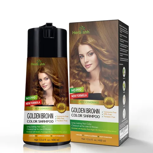 Miniatura 2 de Herbishh - Champú enriquecido con color para cabello gris - Fórmula de tinte para el cabello de larga duración y acondicionador (Marrón dorado)