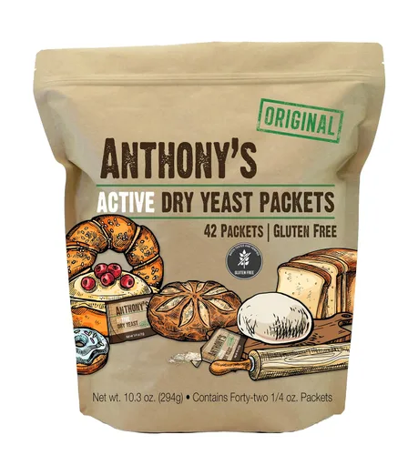 Miniatura 3 de Paquetes de levadura seca activa de Anthony, contiene 42 paquetes individuales, sin gluten