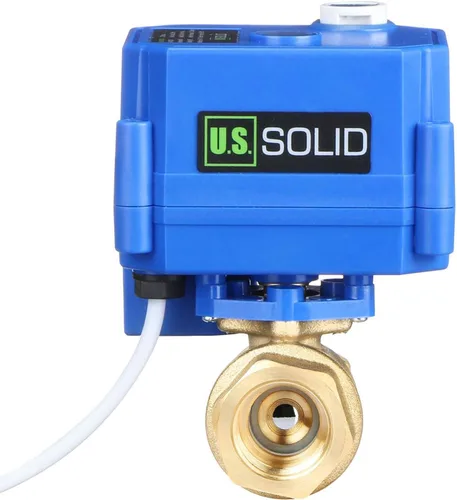 Miniatura 2 de Válvula de bola motorizada de 1/2 pulgada U.S. Solid Brass 9-24V AC/DC de 3 cables con cierre automático de puerto completo con anulación manual