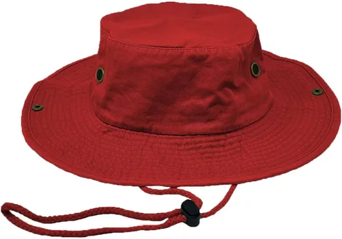 Miniatura 3 de Glory Max Sombrero de pescador de algodón lavado con correa de barbilla gorra de pesca Sun Safari Boonie Rojo