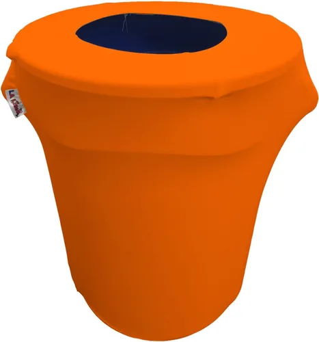 Miniatura 44 de LA Linen Cubierta para cubo de basura ajustable de elastano elástico de 32 galones, cubierta redonda para contenedor de residuos, decoración de Gris