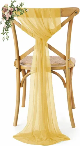 Miniatura 17 de VDS Paquete de 25, Rojo Manzana, Lazos de Gasa para Sillas con Bordado de Chiffon, Funda para Silla con Moño en la Parte Posterior, Ideal