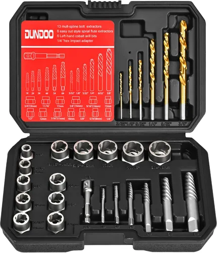 Miniatura 10 de Juego de 15 extractores de tornillos, juego de extractores fáciles de sacar, broca de mano izquierda, extractor de cabeza hexagonal, kit de acero