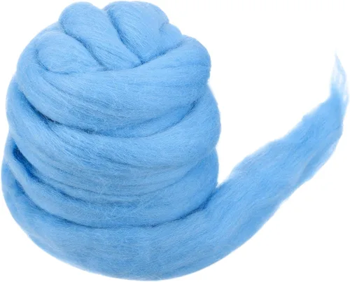 MECCANIXITY Hilo de lana de fieltro suave, 4.23 onzas, hilo grueso puro para fieltro de aguja, manta de tejer, tejer, arte de bricolaje, Azul