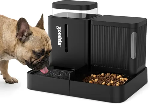 Miniatura 13 de ZOMISIA Alimentador de gravedad para gatos y dispensador de agua, alimentador automático 2 en 1 para gatos con rotación de 180 grados, 2