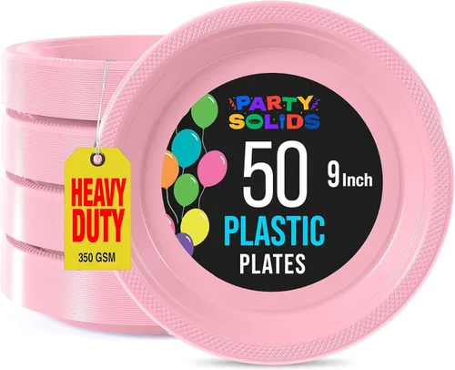 Miniatura 57 de Exquisite Party Solids - Platos de plástico naranja para suministros de fiesta, platos desechables de 10 pulgadas, 50 piezas, juego de vajilla