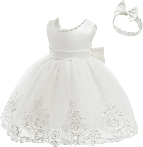 Miniatura 3 de NSSMWTTC 6M-7T Vestido de concurso sin espalda para bebé, vestido de tutú para niñas pequeñas, vestidos de flores con gorro