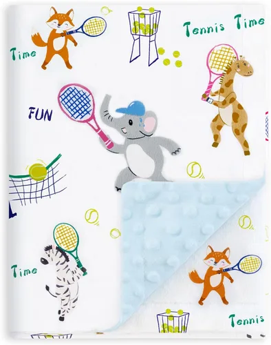 Miniatura 8 de BORITAR Manta de bebé para niños y niñas, súper suave de doble capa de minky con respaldo punteado, encantadora manta con diseño de animales