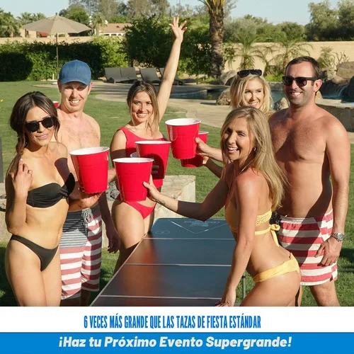 Miniatura 6 de GoPong Juego de beber Giant Yard Pong para adultos – Césped interior/exterior, playa y fiesta de cerveza Pong – 24 tazas gigantes resistentes con 4