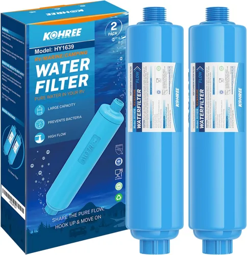 Kohree Filtro de agua para autocaravana, certificado NSF, filtro de agua en línea que reduce el cloro, el mal sabor, el olor, accesorios de RV
