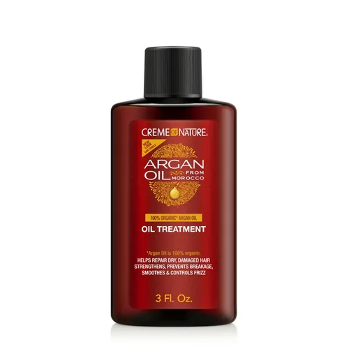 Creme of Nature, Tratamiento de aceite de argán, ayuda a reparar el cabello seco dañado, evita la rotura, antiencrespamiento, 3 onzas líquidas