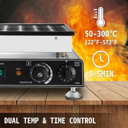 Miniatura 5 de Máquina para hacer panqueques holandesa de 50 agujeros, 1700 W, máquina eléctrica antiadherente para hacer panqueques, máquina para hacer panqueques