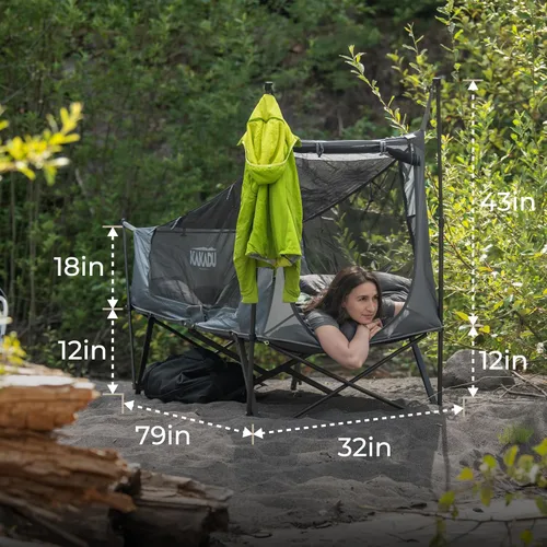 Miniatura 5 de Kakadu Tienda de Campamento Cuna, para 1 Persona, Configuración Fácil en 1 Minuto, Plegable, Compacta, Tienda Elevada con Toldo Impermeable