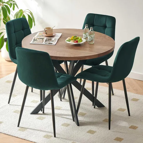 Miniatura 32 de Homedot Juego de mesa de comedor para 2, mesa de cocina de 3 piezas, juego de sillas de comedor redondas y negras para espacios pequeños, juego