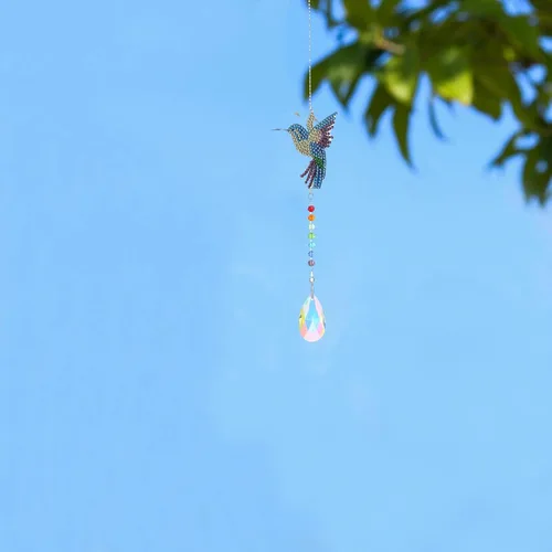 Miniatura 5 de Kit de atrapasoles de pintura de diamante de colibrí 5D para adultos y niños, diamantes de imitación de colibrí de cristal, arte de diamante