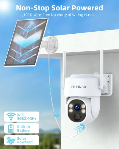 Miniatura 2 de Cámaras de seguridad solares inalámbricas para exteriores, sistema de cámara de seguridad para el hogar con batería FHD de 4 MP con monitor de 10