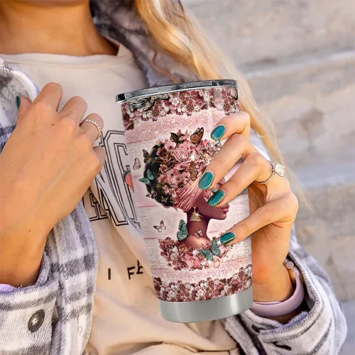 Miniatura 6 de SANDJEST Taza Negra para Mujer de 20oz de Acero Inoxidable Aislada para Café de Viaje Tazas de Regalo para Mujeres y Niñas en Cumpleaños y Navidad