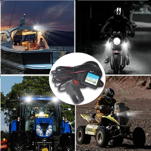 Miniatura 6 de Kit de arnés de cableado de interruptor Somaer para luz LED de motocicleta, con 3 modelos: siempre encendido/estroboscópico/parpadeo izquierdo