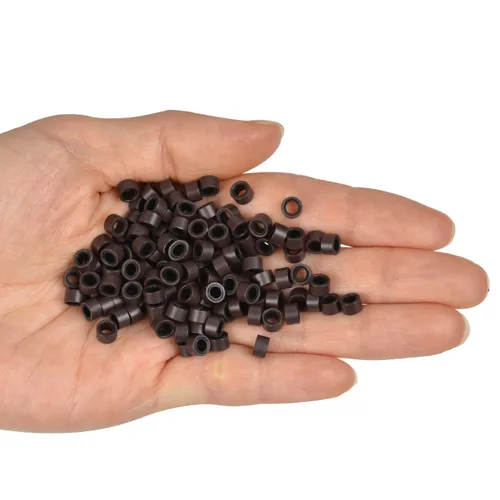 Miniatura 5 de 500 cuentas de extensiones de cabello con micro anillos forrados de silicona de 0.197 in, cuentas para extensiones de cabello con punta I