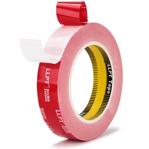 LLPT Cinta Adhesiva de Doble Cara de Servicio Pesado Impermeable Cinta de Montaje Permanente 1" x 18 Pies Tiras Adhesivas de Dos Caras para Colgar