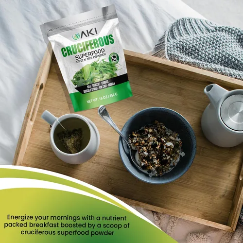 Miniatura 4 de AKI Cruciferous Superfood Green Mix Powder - Hecho de col rizada, brócoli, coles de Bruselas, repollo - Repleto de fitonutrientes y vitaminas