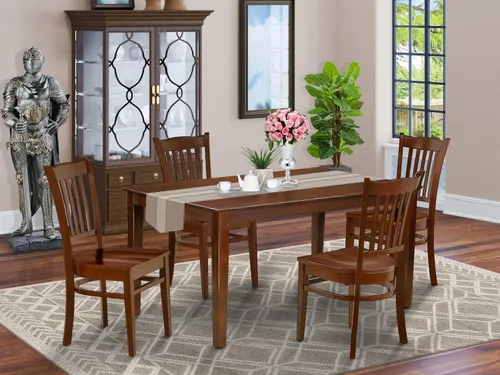 Miniatura 2 de East West Furniture CAGR5-MAH-W - Juego de comedor de 5 piezas para 4 personas, incluye una mesa de comedor rectangular y 4 sillas de comedor, 36 x