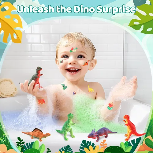 Miniatura 3 de Bombas de baño para niños con juguetes sorpresa en el interior, paquete de 9 bombas de baño de dinosaurios, juguetes de dinosaurio para niños de 3