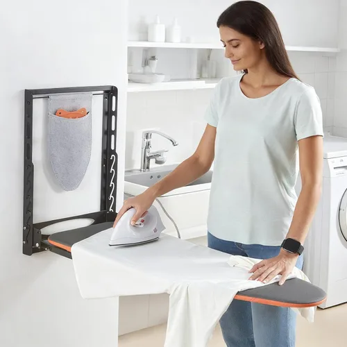 Miniatura 8 de Seiritex Tabla de planchar montada en la pared con soporte para plancha, 36 x 13 pulgadas, tabla de planchar plegable de montaje compacto