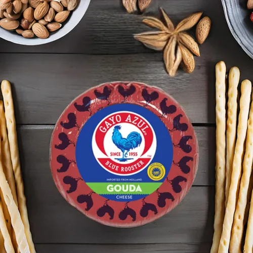 Miniatura 8 de Gayo Azul Rueda de queso Gouda suave – cera roja, 9-10 libras (aproximadamente)