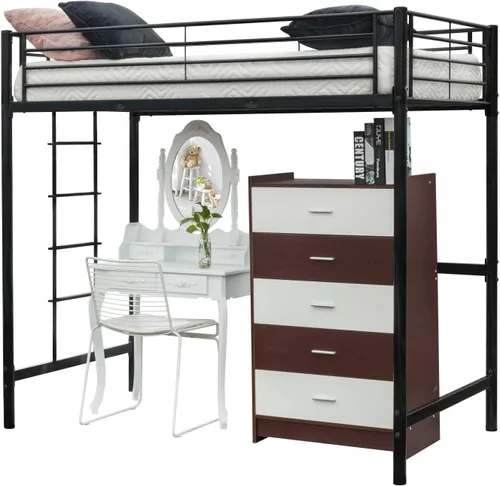 Miniatura 7 de Bonnlo Marco de cama doble de metal para niños, adultos, adolescentes, diseño que ahorra espacio, color negro