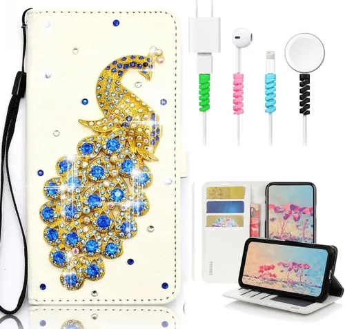 Miniatura 5 de Bling - Funda para Samsung Galaxy S21, diseño de pavo real en 3D, color negro