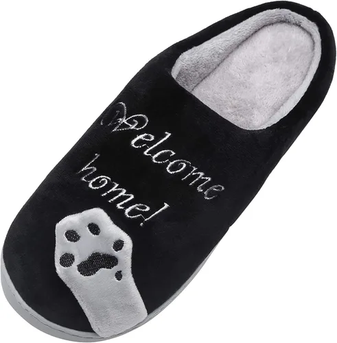 Miniatura 2 de Rojeam - Zapatos de felpa con diseño de gato para mujer, cálidos, antideslizantes, antideslizantes, para mujer y hombre