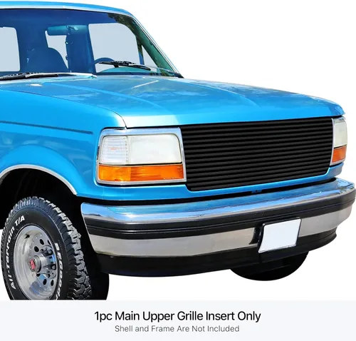 Miniatura 3 de Off Roader eGrille BGC-28F4990 compatible con Ford Bronco F-150 F-250 F-350 1987-1991 de acero inoxidable superior principal negro 8 x 6 horizontal